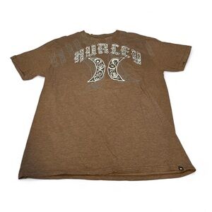 Hurley Brown Short Sleeve Tee with Y2K retro Graphic